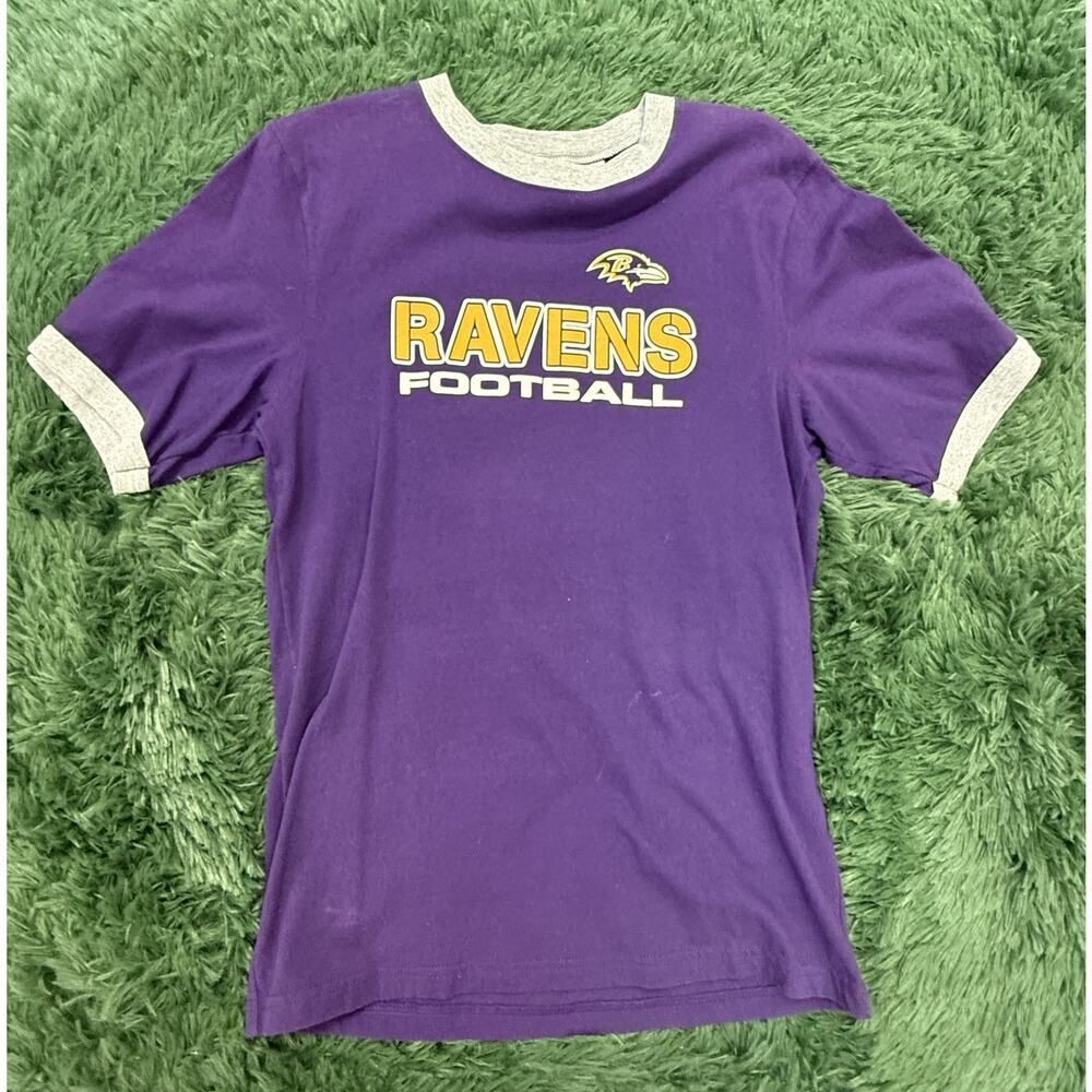 Baltimore Ravens NFL Team Apparel Youth T-Shirt Purple Gray Ringer Size XXL (18)